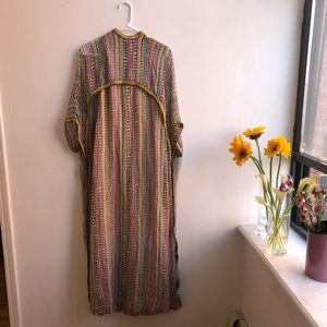 VINTAGE 1970s metallic trimmed maxi cape dress